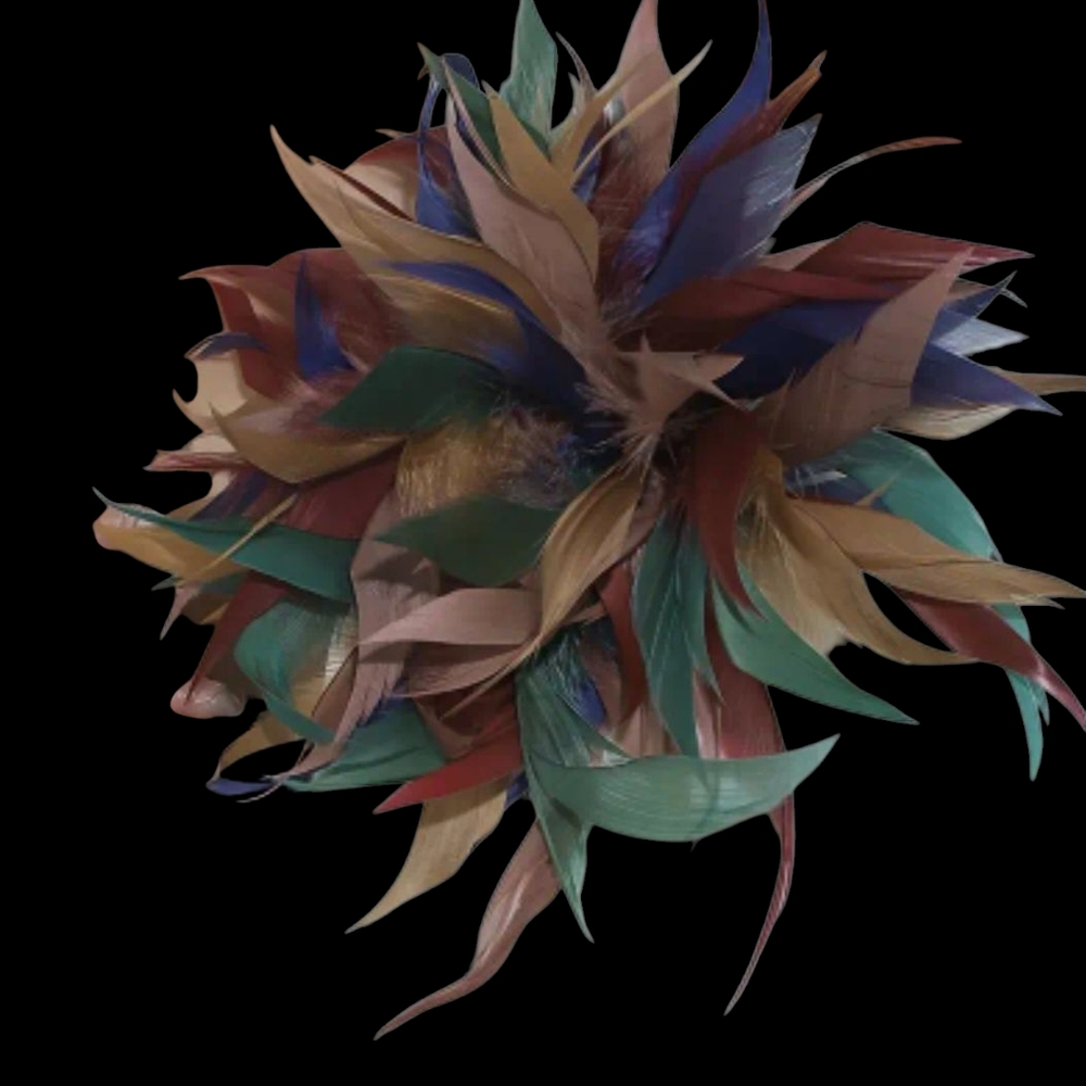 Elegant Multicolor Feather Brooch